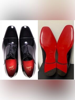 Christian Louboutin Greggo/Gregghost Patent Leather Oxford– Black Red Sole (Men)